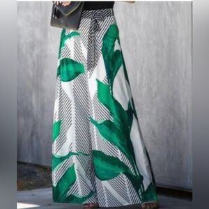 VICI Green Palm Wide Leg Palazzo Pants